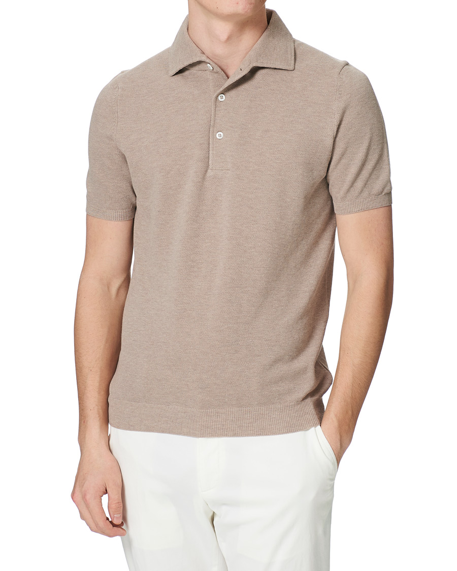 Herre | Polotrøjer | Gran Sasso | Knitted One Piece Collar Polo Beige