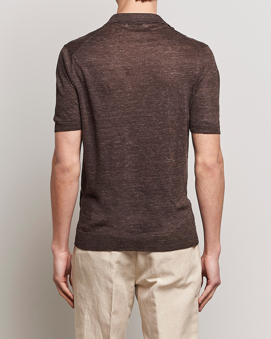 Herre | Polotrøjer | Gran Sasso | Knitted Linen Polo Dark Brown