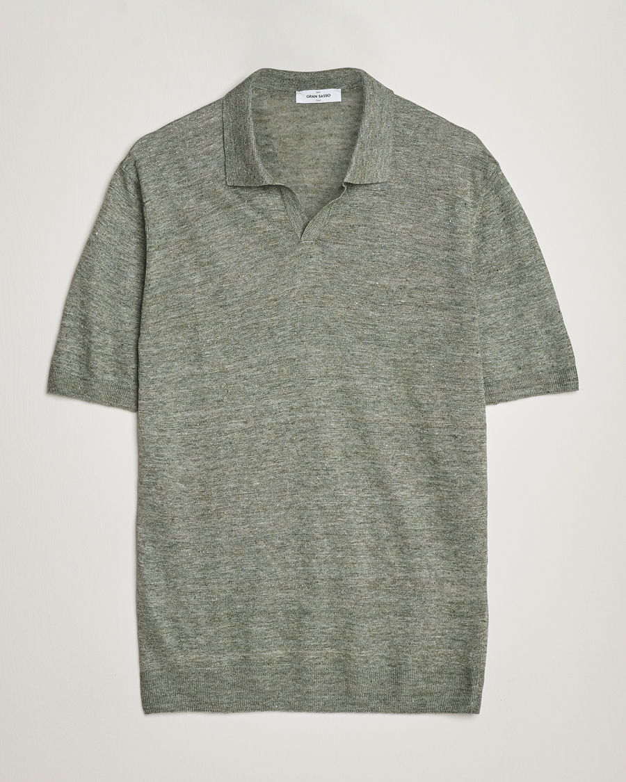 Herre | Polotrøjer | Gran Sasso | Knitted Linen Polo Green