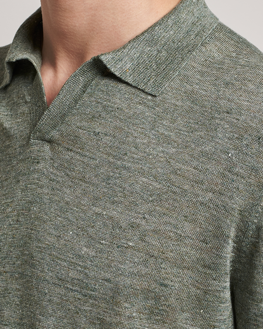 Herre | Polotrøjer | Gran Sasso | Knitted Linen Polo Green