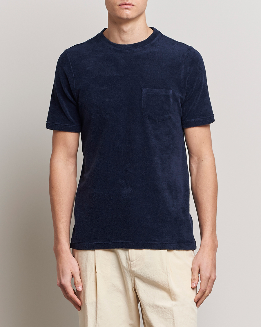 Herre | T-Shirts | Gran Sasso | Cotton Terry Tee Navy