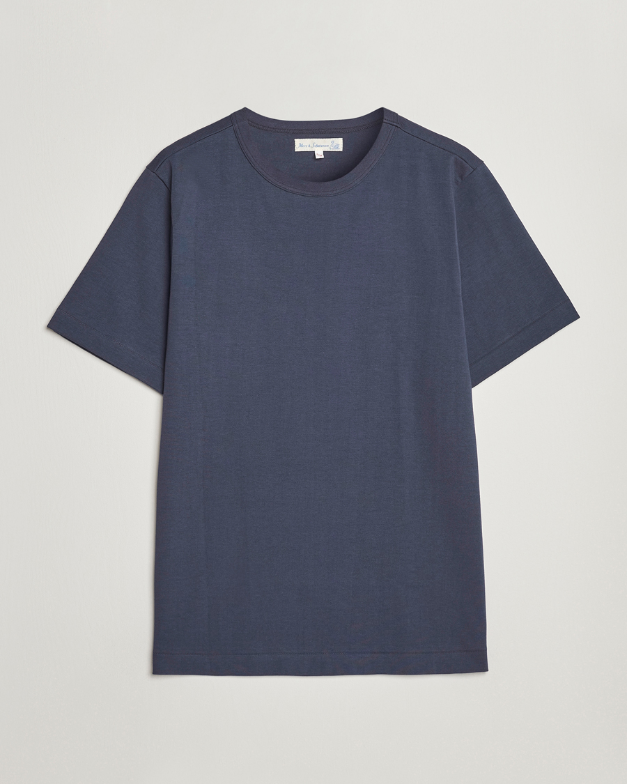 Herre | T-Shirts | Merz b. Schwanen | Relaxed Loopwheeled Sturdy Tee Navy