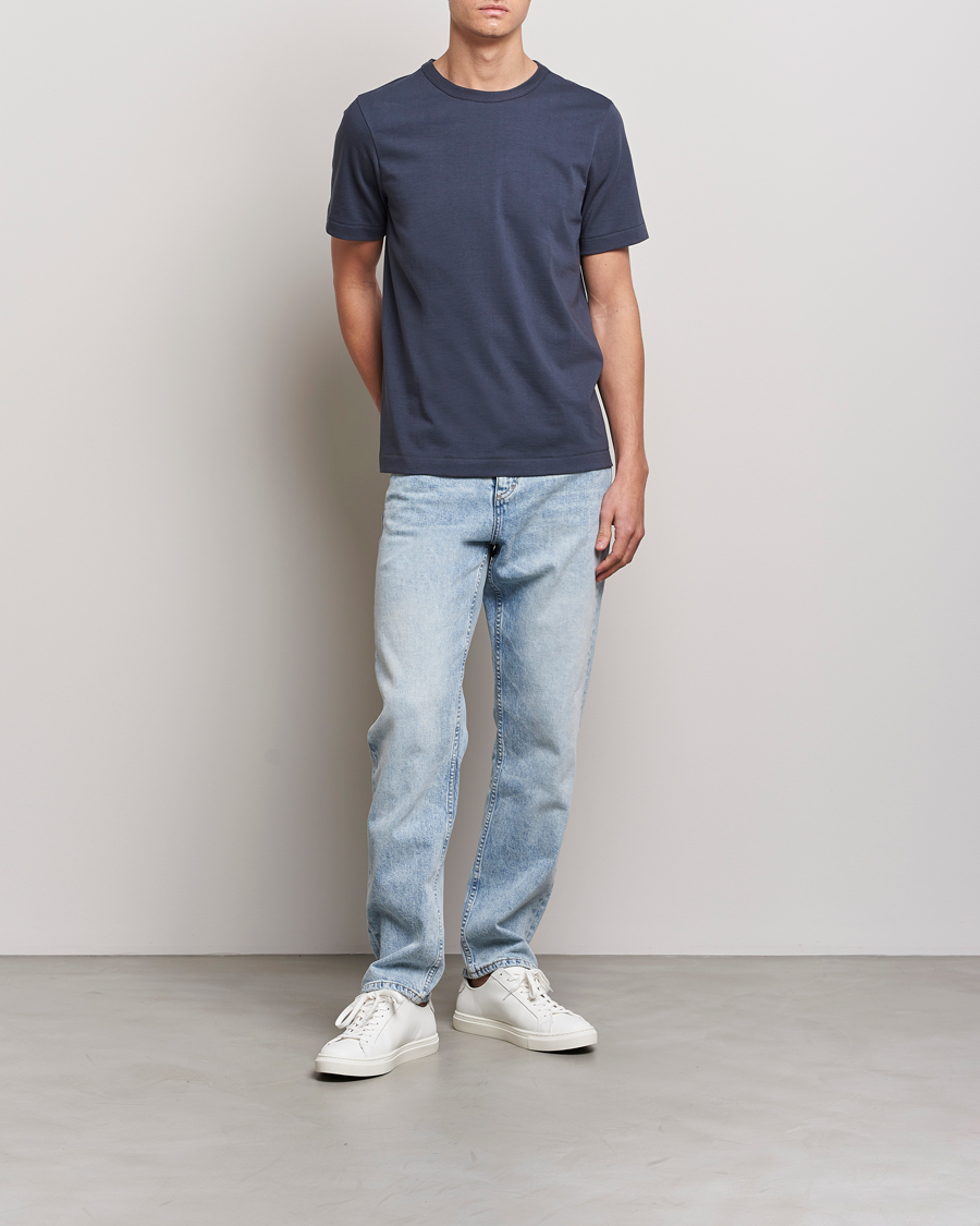 Herre | T-Shirts | Merz b. Schwanen | Relaxed Loopwheeled Sturdy Tee Navy