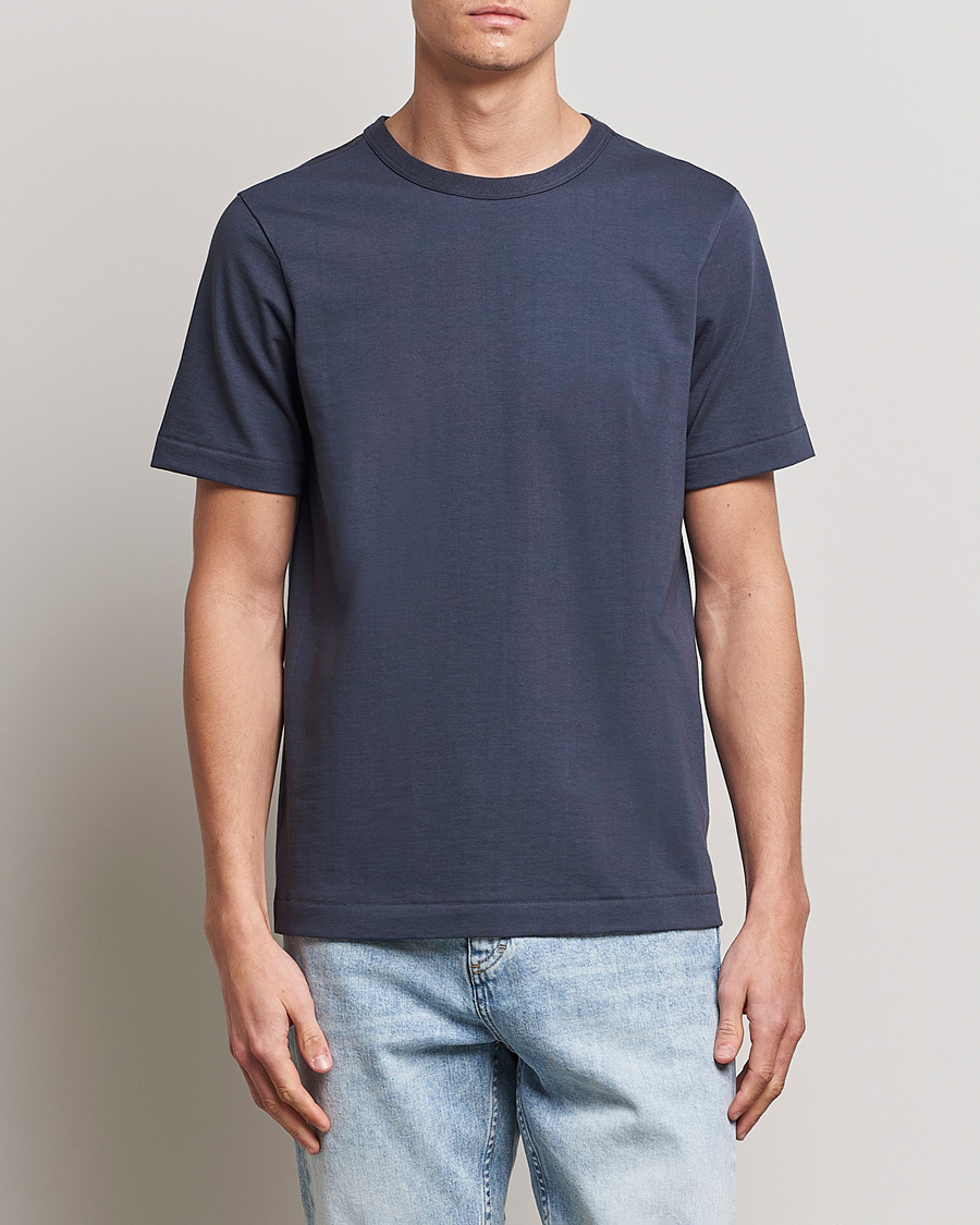 Herre | T-Shirts | Merz b. Schwanen | Relaxed Loopwheeled Sturdy Tee Navy