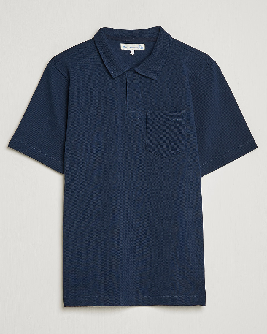 Herre | Polotrøjer | Merz b. Schwanen | Organic Cotton Washed Polo Ink Blue