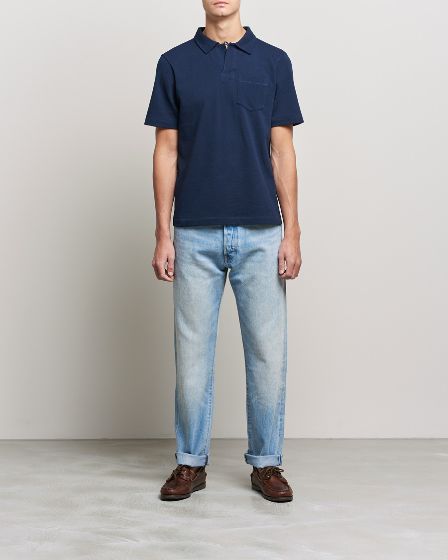 Herre | Polotrøjer | Merz b. Schwanen | Organic Cotton Washed Polo Ink Blue