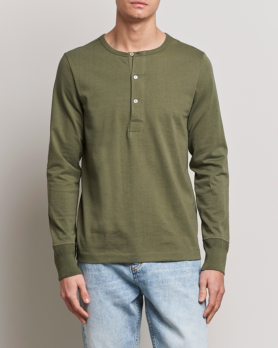 Herre | Afdelinger | Merz b. Schwanen | Classic Organic Cotton Henley Sweater Army