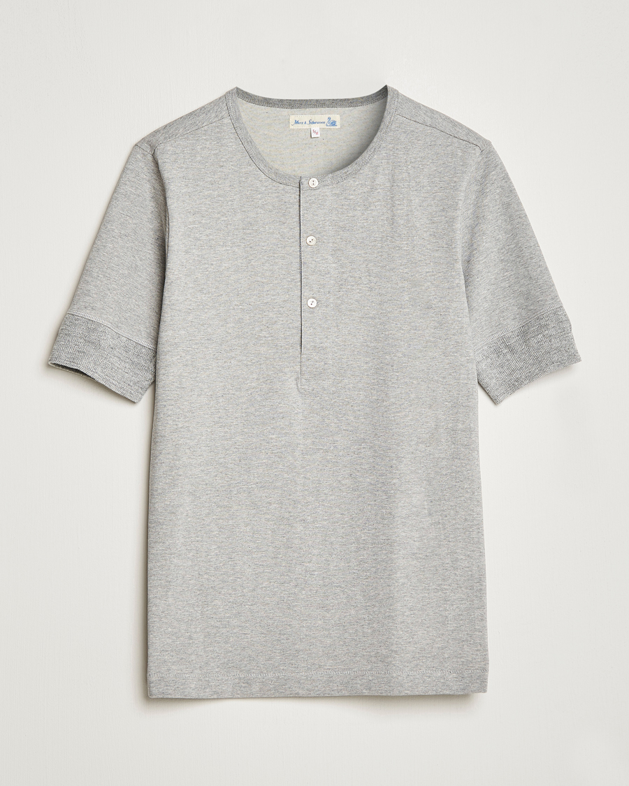 Herre |  | Merz b. Schwanen | Short Sleeve Organic Cotton Henley Grey Mel