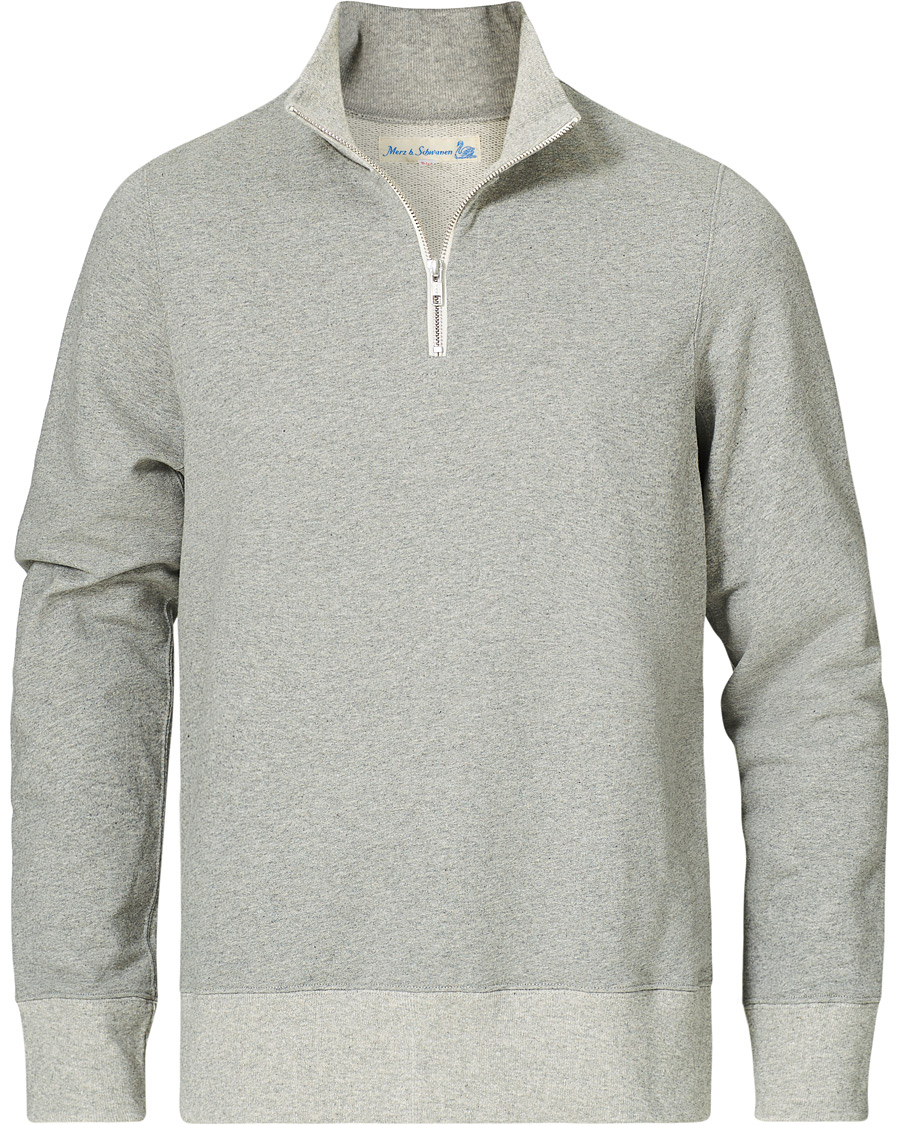 Herre | Trøjer | Merz b. Schwanen | Organic Cotton Half Zip Sweat Grey Mel