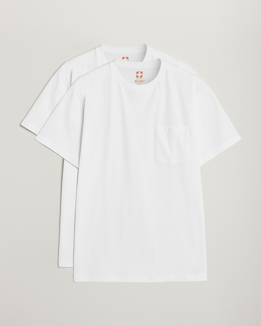 Herre | Kortærmede t-shirts | BEAMS PLUS | 2-Pack Short Sleeve Pocket Tee White