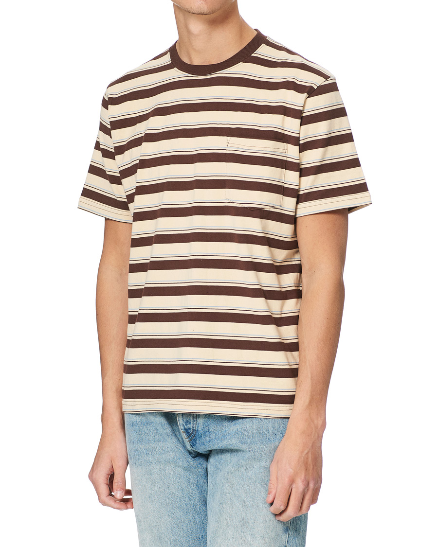 Herre | T-Shirts | BEAMS PLUS | Striped Pocket Tee Beige