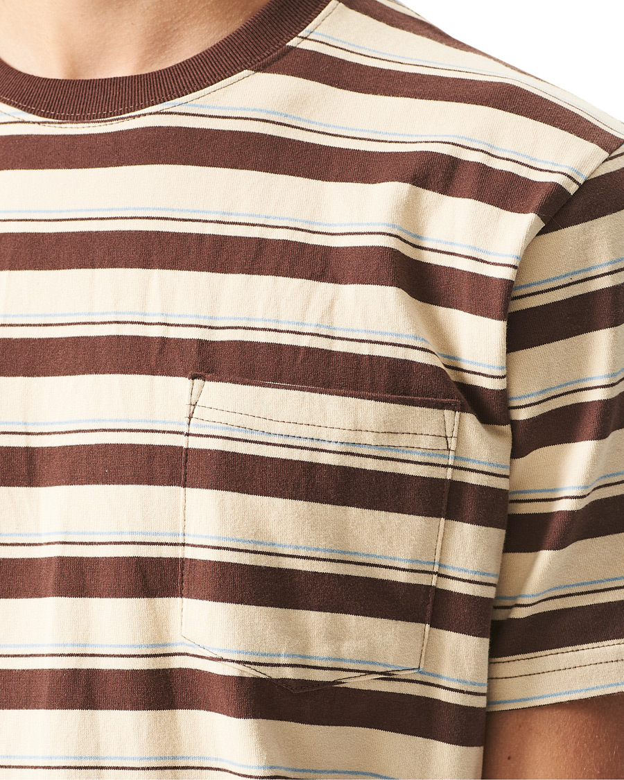 Herre | T-Shirts | BEAMS PLUS | Striped Pocket Tee Beige