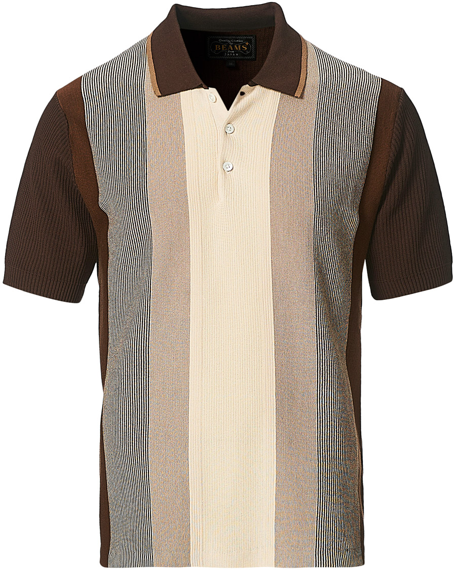 Herre | Polotrøjer | BEAMS PLUS | Striped Knited Polo Brown