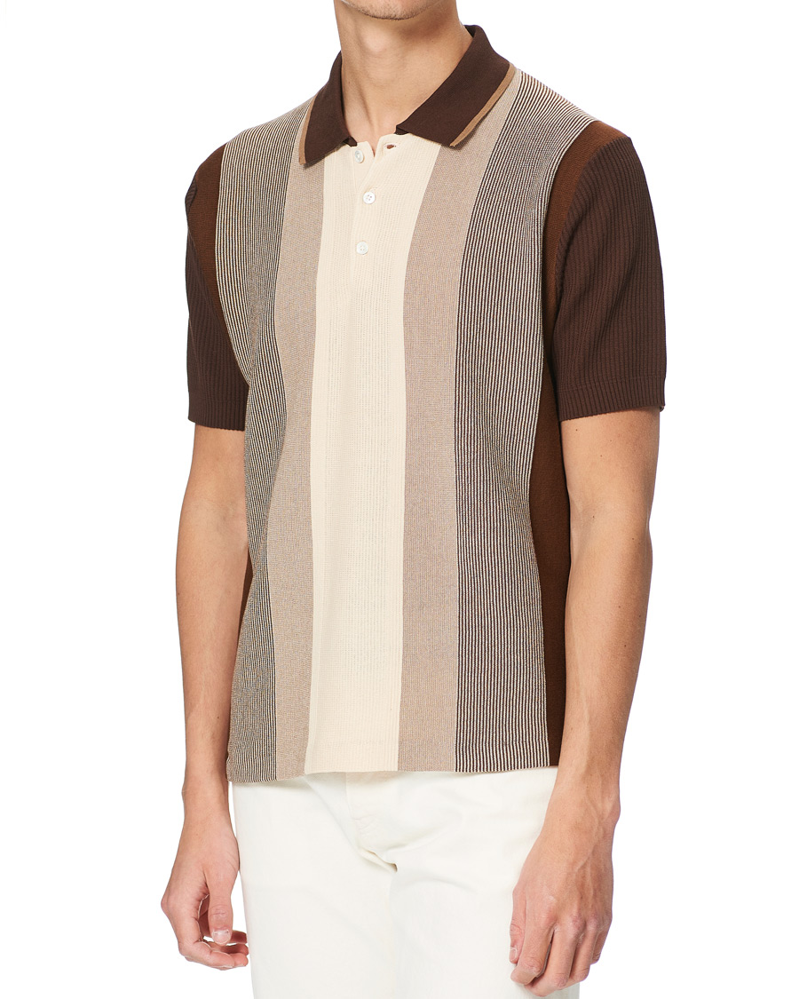 Herre | Polotrøjer | BEAMS PLUS | Striped Knited Polo Brown