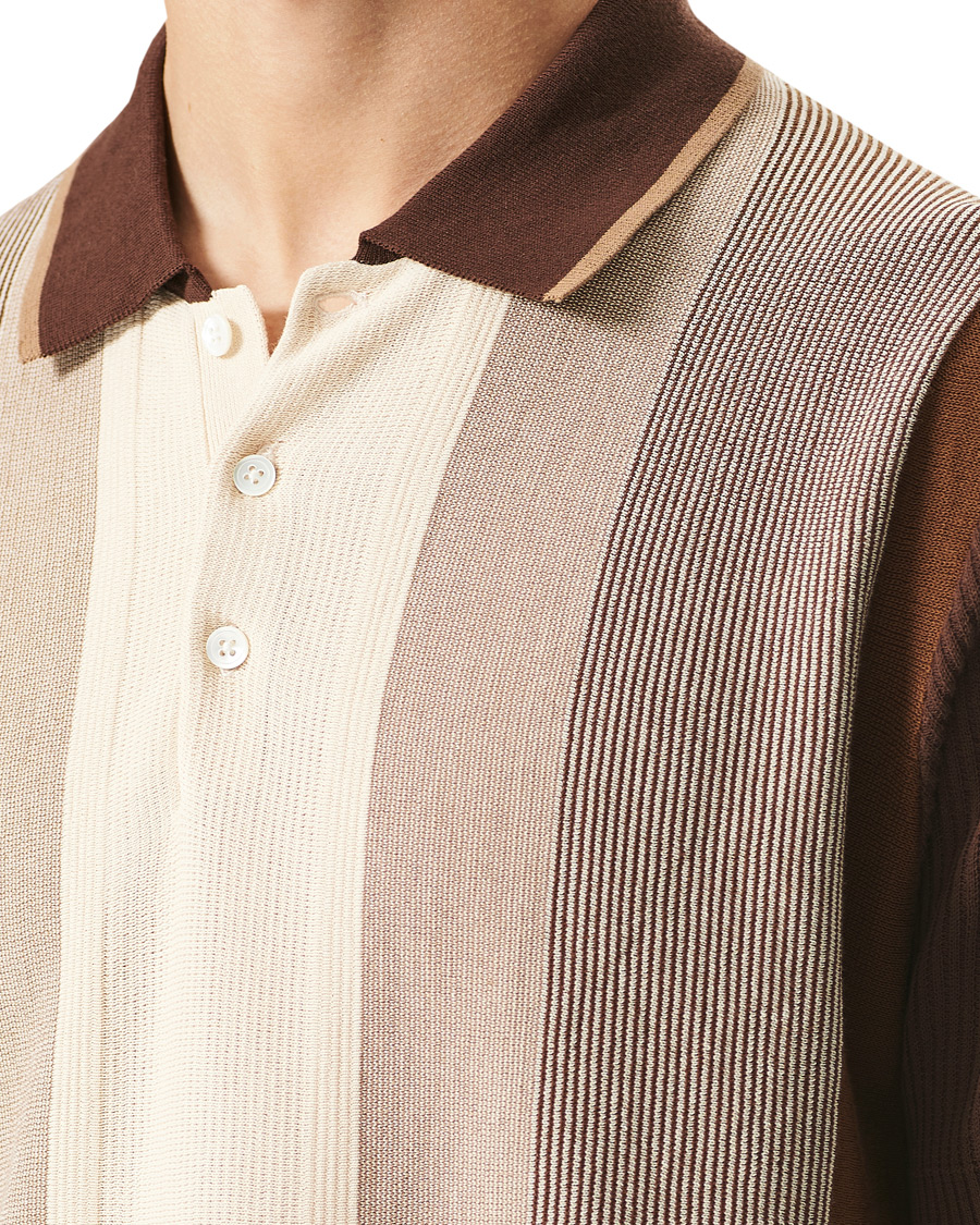 Herre | Polotrøjer | BEAMS PLUS | Striped Knited Polo Brown