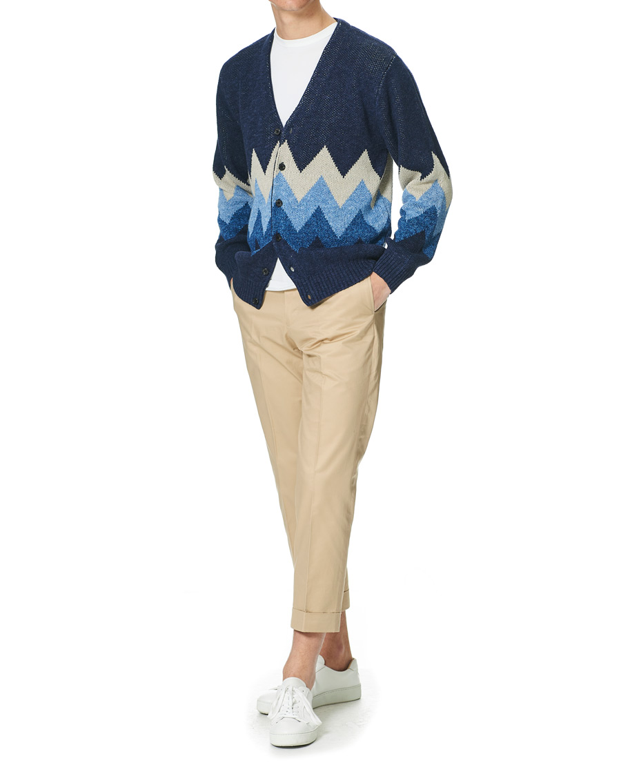 Herre | Trøjer | BEAMS PLUS | Jacquard Cardigan Indigo Blue