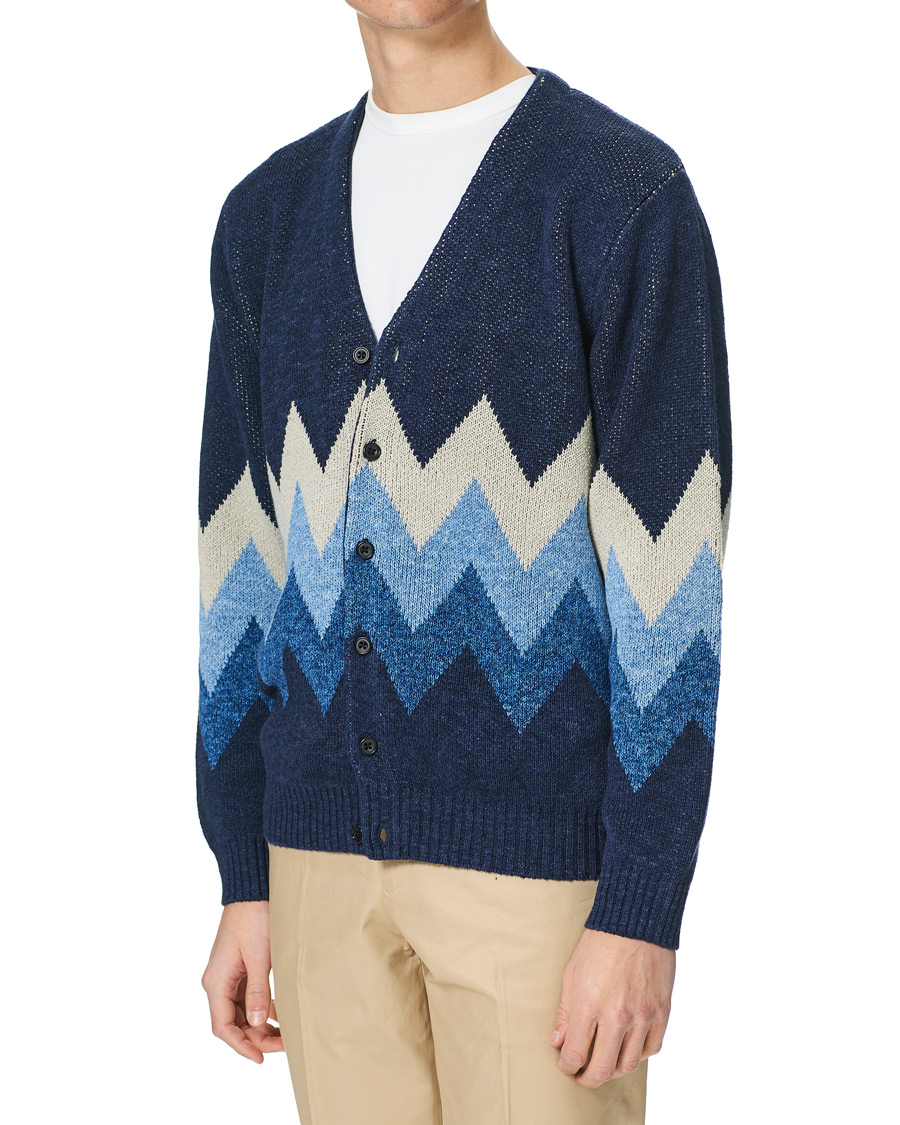 Herre | Trøjer | BEAMS PLUS | Jacquard Cardigan Indigo Blue