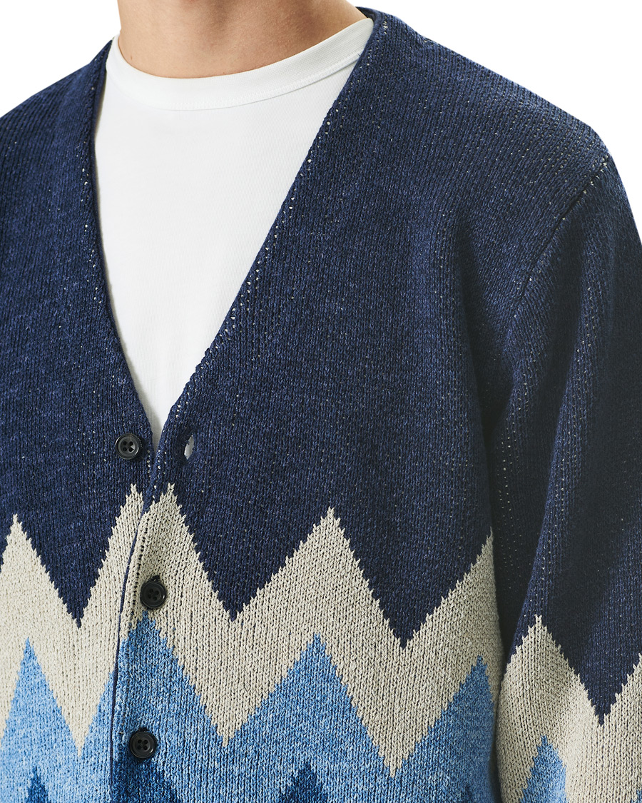 Herre | Trøjer | BEAMS PLUS | Jacquard Cardigan Indigo Blue