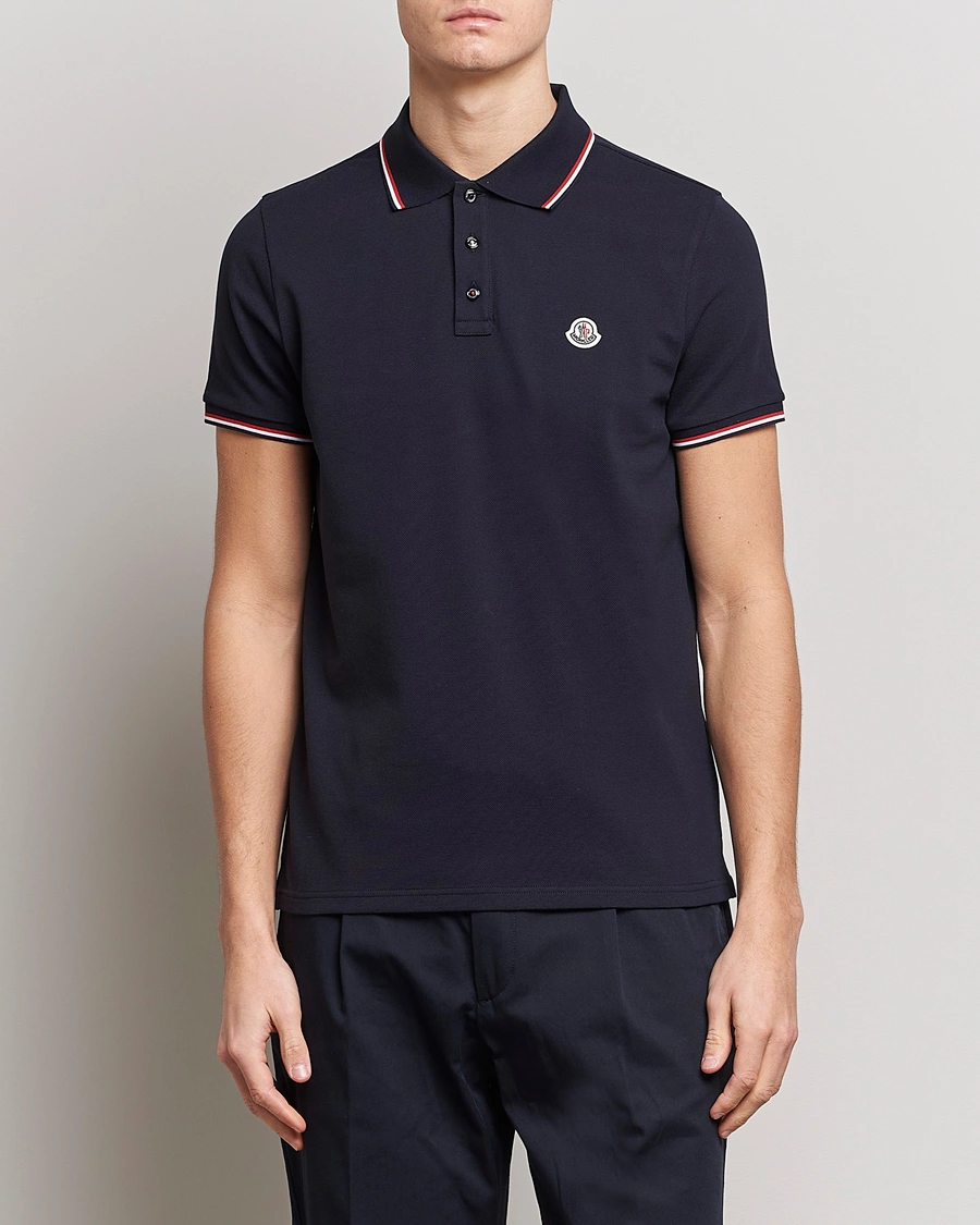 Herre | Luxury Brands | Moncler | Contrast Rib Polo Navy