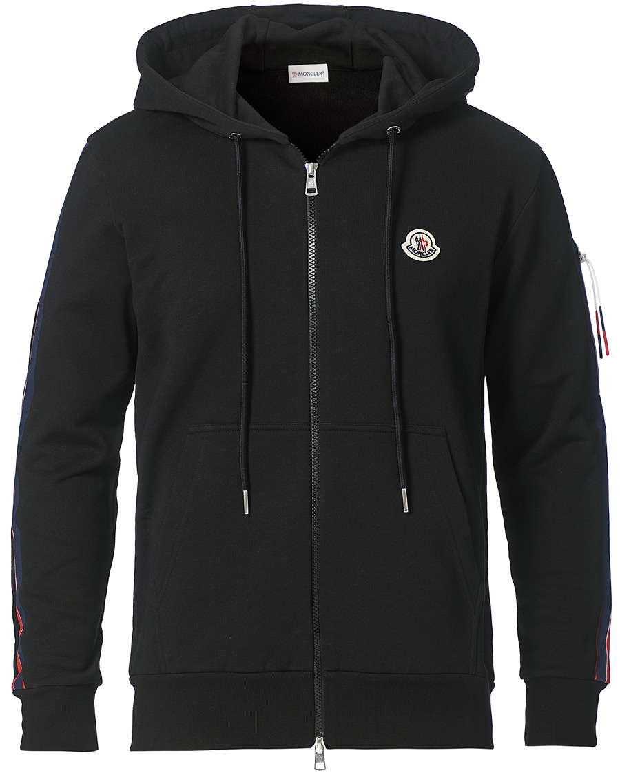 Herre | Trøjer | Moncler | Tape Logo Zip Hoodie Black
