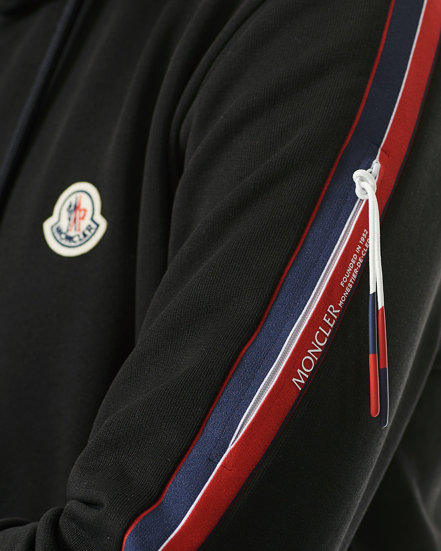 Herre | Trøjer | Moncler | Tape Logo Zip Hoodie Black