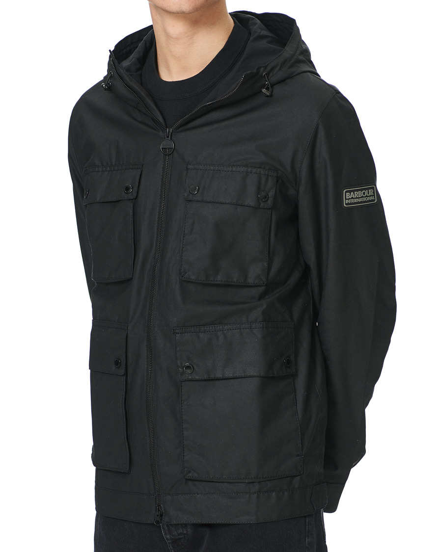Herre | Jakker | Barbour International | Mechanical Hooded A7 Waxed Jacket Black