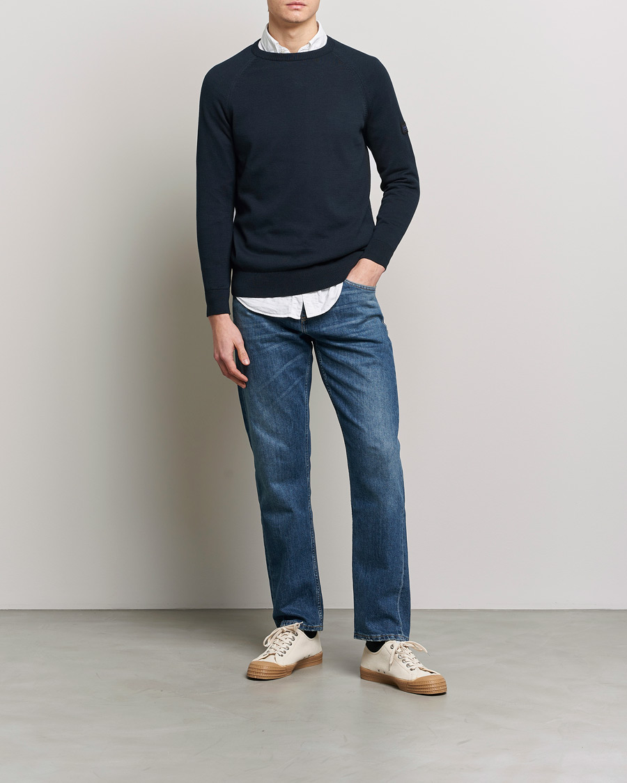 Herre | Trøjer | Barbour International | Cotton Crew Knit Navy