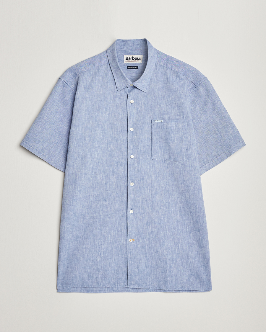 Herre | Skjorter | Barbour Lifestyle | Nelson Short Sleeve Linen/Cotton Shirt Blue