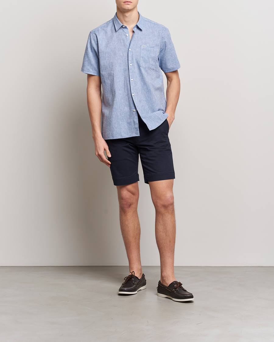 Herre | Skjorter | Barbour Lifestyle | Nelson Short Sleeve Linen/Cotton Shirt Blue