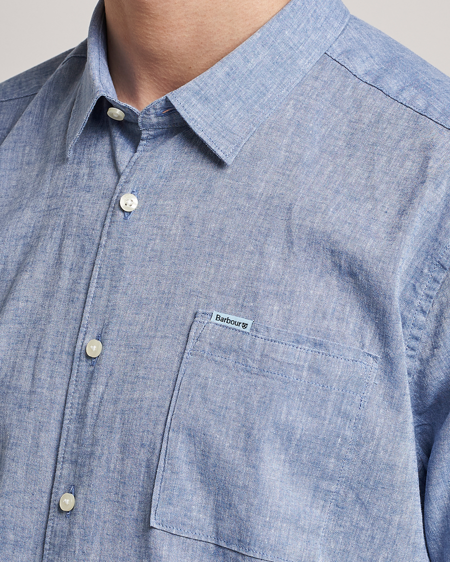 Herre | Skjorter | Barbour Lifestyle | Nelson Short Sleeve Linen/Cotton Shirt Blue