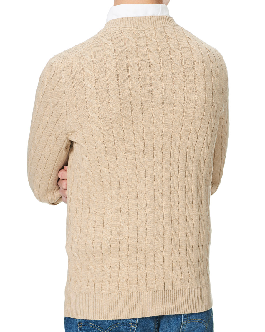 Herre | Trøjer | GANT | Cotton Cable Crew Neck Pullover Sand Melange