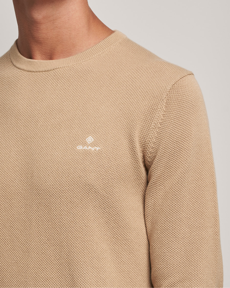 Herre | Trøjer | GANT | Cotton Pique Crew Neck Pullover Dark Khaki