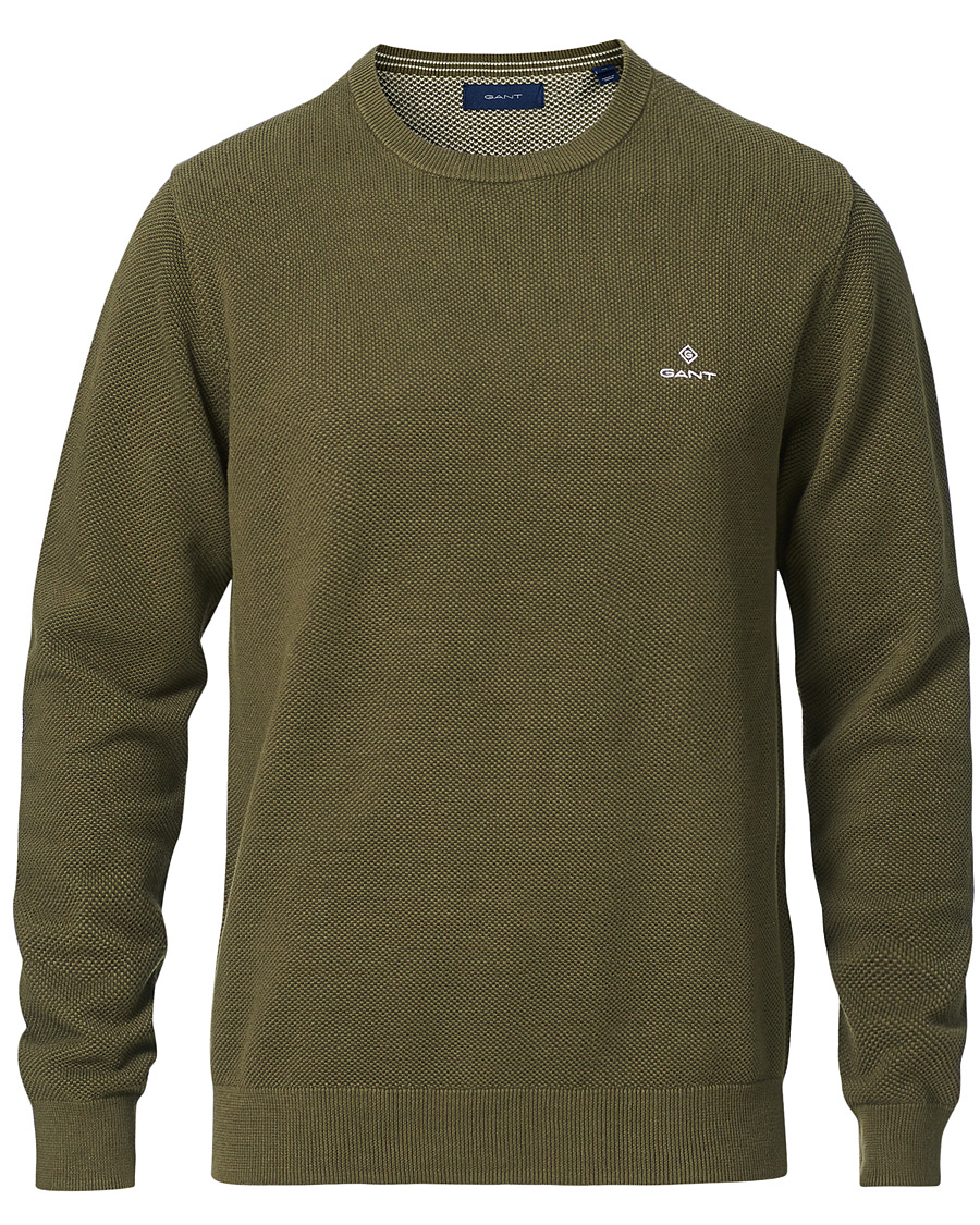 Herre | Trøjer | GANT | Cotton Pique Crew Neck Sweater Racing Green