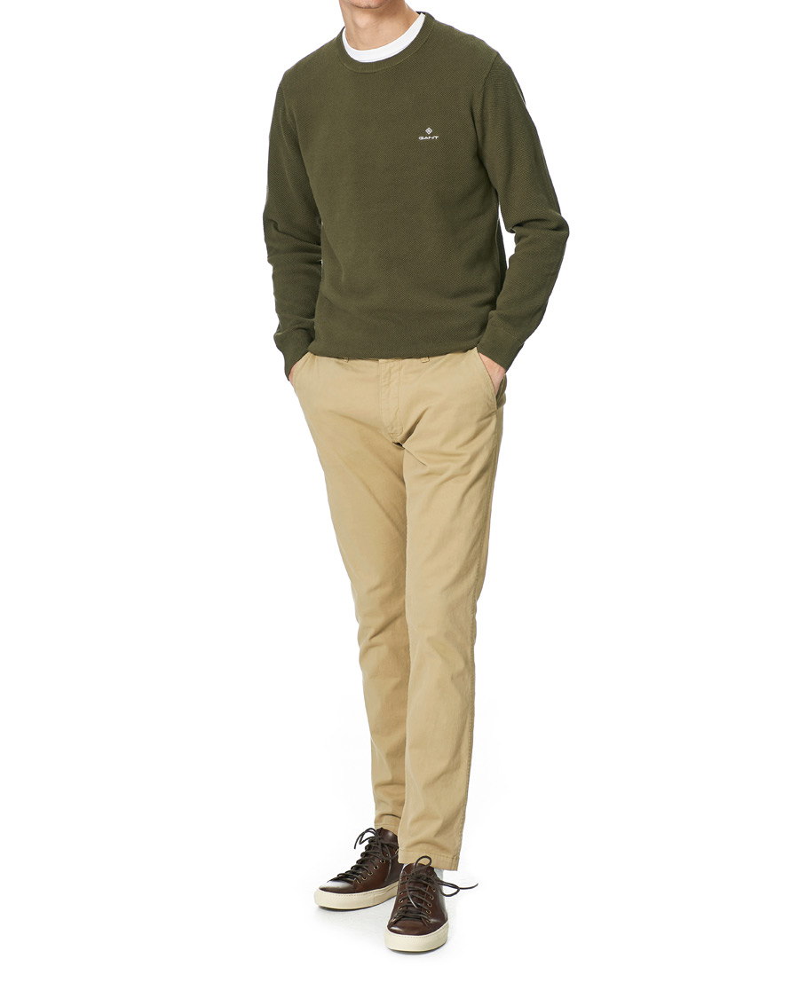 Herre | Trøjer | GANT | Cotton Pique Crew Neck Sweater Racing Green