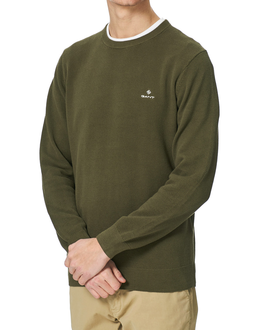 Herre | Trøjer | GANT | Cotton Pique Crew Neck Sweater Racing Green