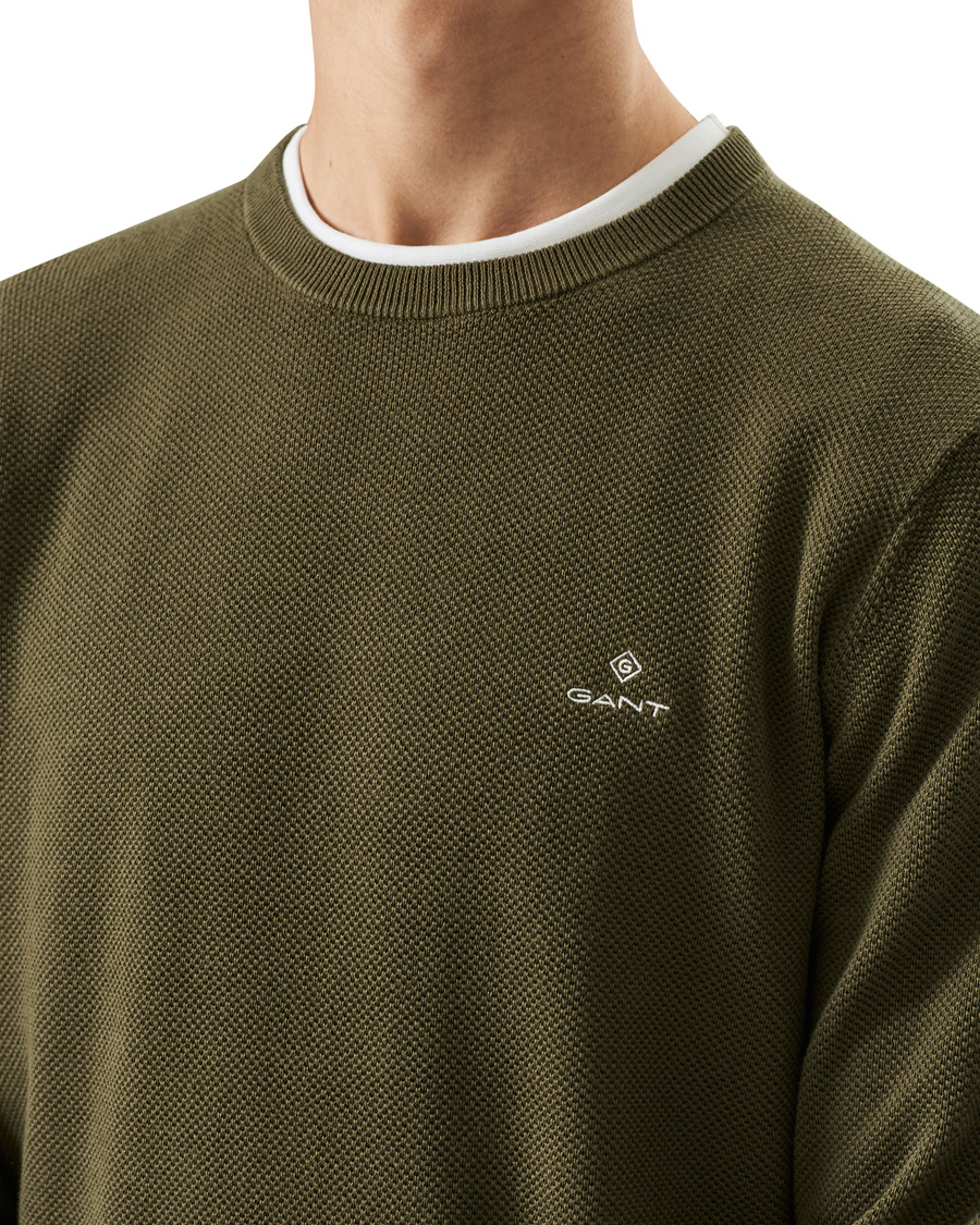 Herre | Trøjer | GANT | Cotton Pique Crew Neck Sweater Racing Green