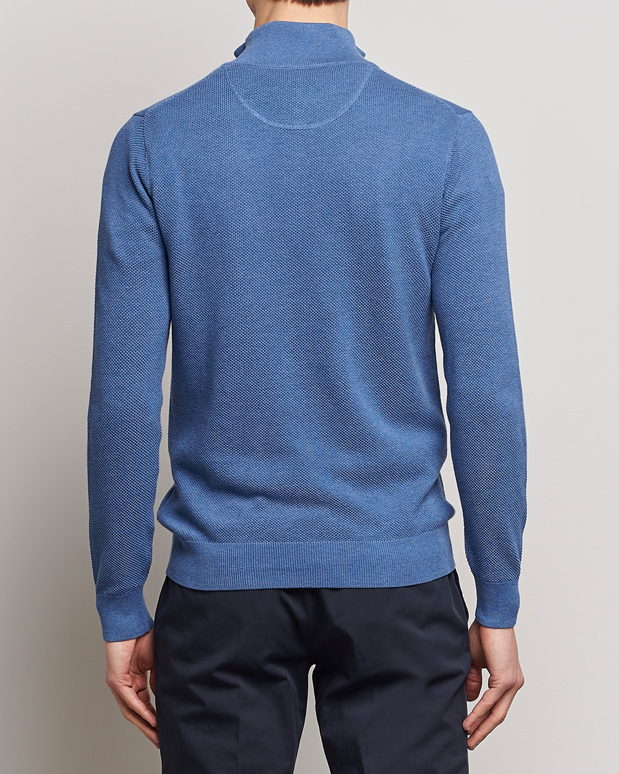 Herre | Trøjer | GANT | Cotton Pique Half-Zip Sweater Denim Blue Melange
