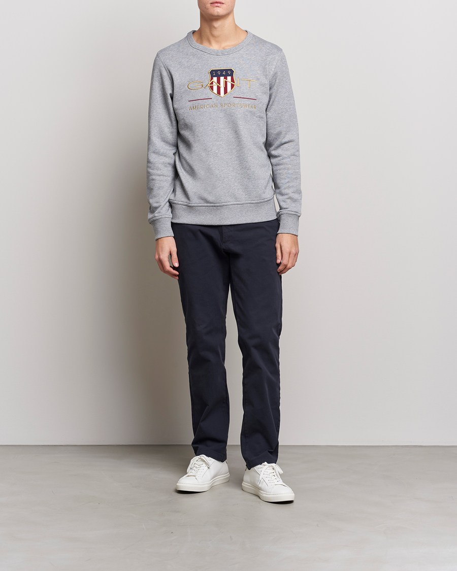 Herre | Trøjer | GANT | Archive Shield Crew Neck Sweatershirt Grey Melange