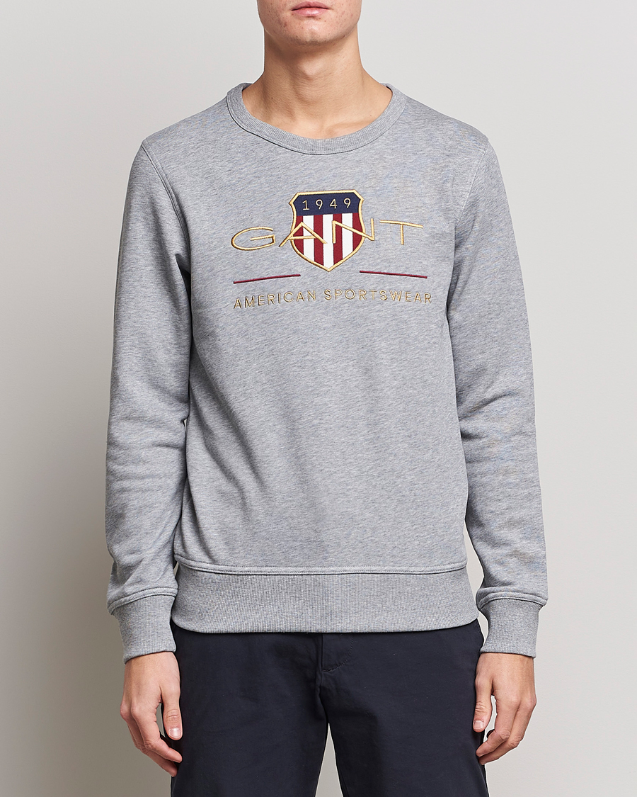 Herre | Trøjer | GANT | Archive Shield Crew Neck Sweatershirt Grey Melange