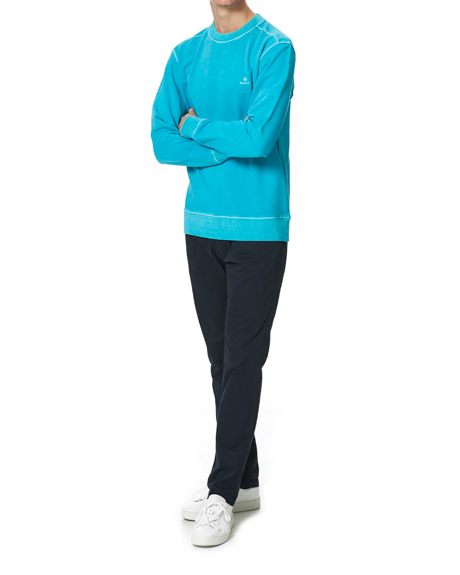 Herre | Trøjer | GANT | Sunbleached Crew Neck Sweatshirts Aqua Green