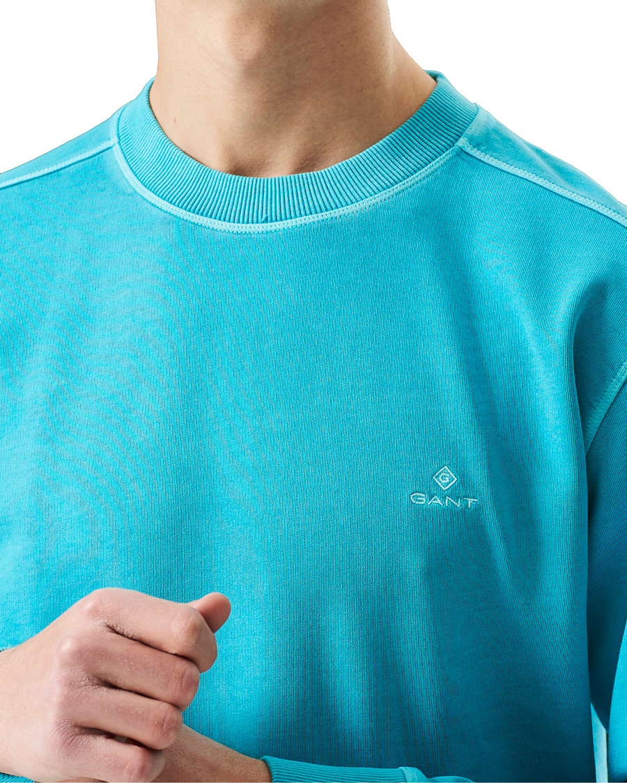 Herre | Trøjer | GANT | Sunbleached Crew Neck Sweatshirts Aqua Green