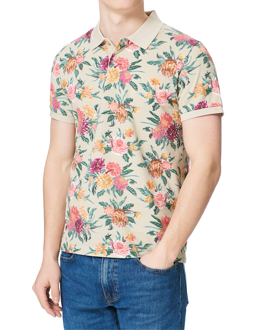 Herre | Polotrøjer | GANT | Dalia Printed Flower Polo Plaza Taupe