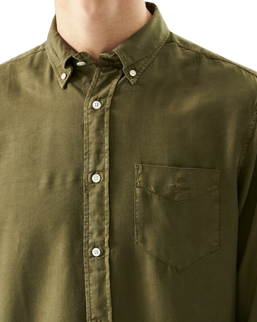 Herre | Skjorter | GANT | Regular Garment Dyed Lyocell Shirt Racing Green