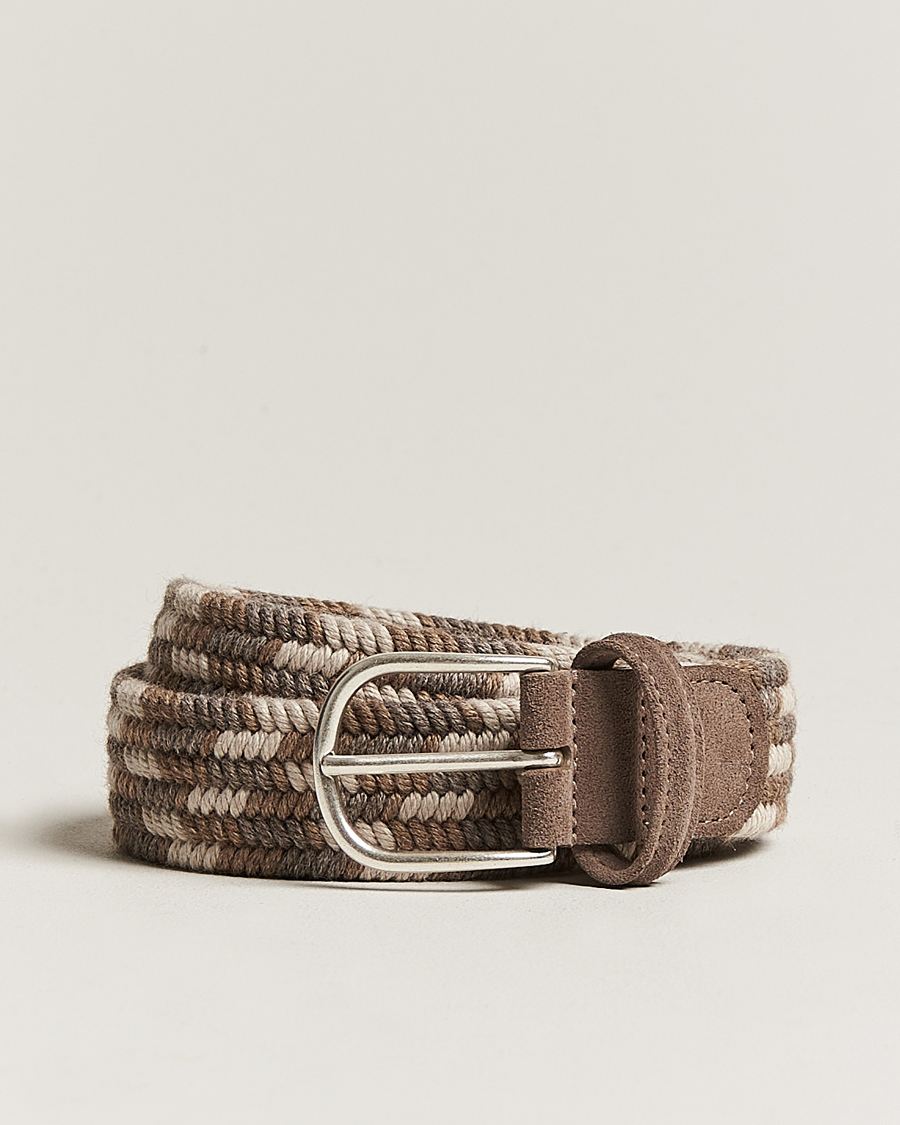 Herre | Bælter | Anderson's | Braided Wool Belt Multi Natural