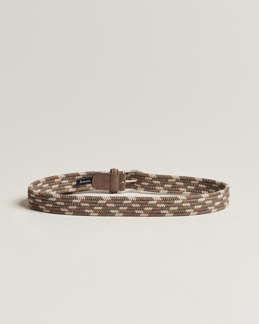 Herre | Italian Department | Anderson's | Braided Wool Belt Multi Natural