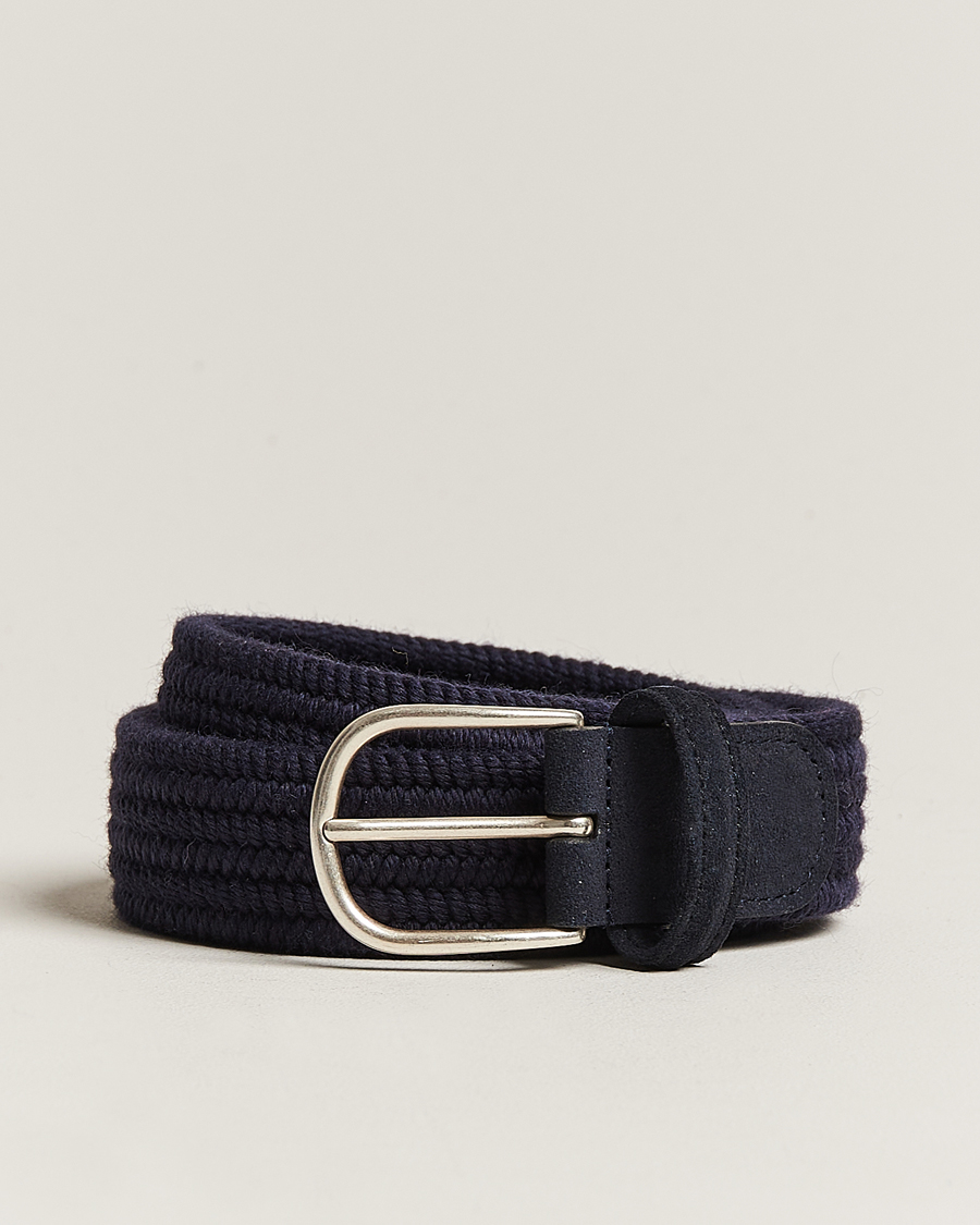 Herre | Bælter | Anderson's | Braided Wool Belt Navy