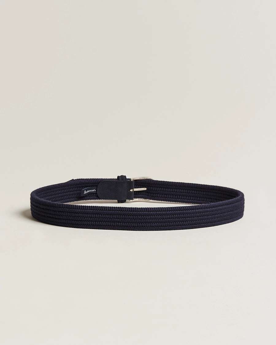 Herre | Italian Department | Anderson's | Braided Wool Belt Navy