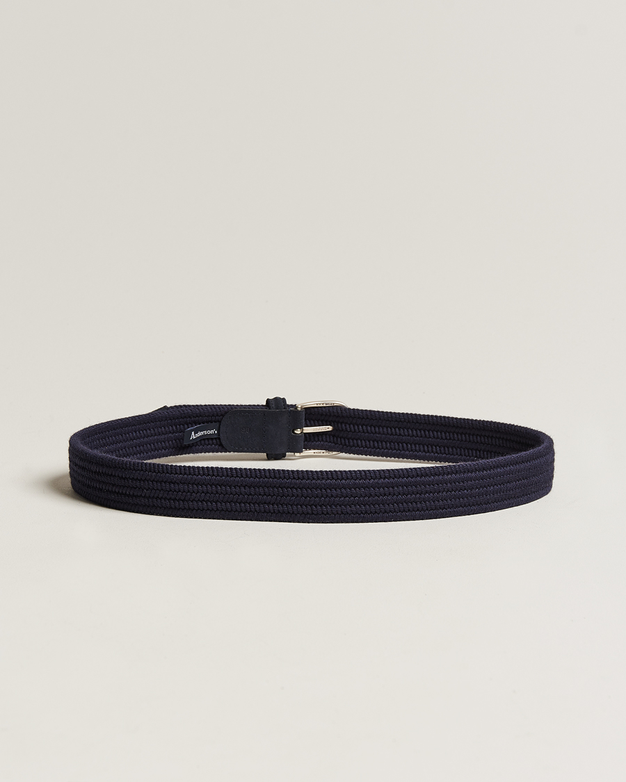 Herre | Italian Department | Anderson's | Braided Wool Belt Navy