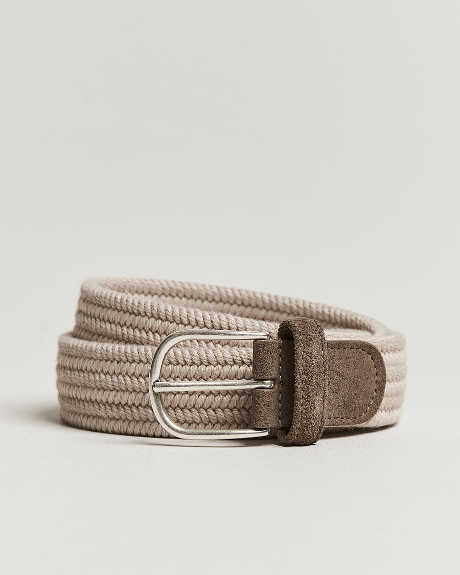 Herre | Bælter | Anderson's | Braided Wool Belt Beige