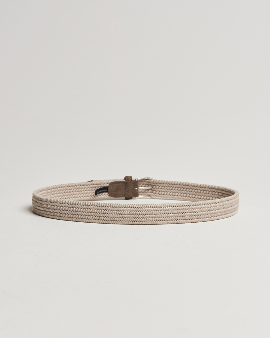 Herre | Italian Department | Anderson's | Braided Wool Belt Beige